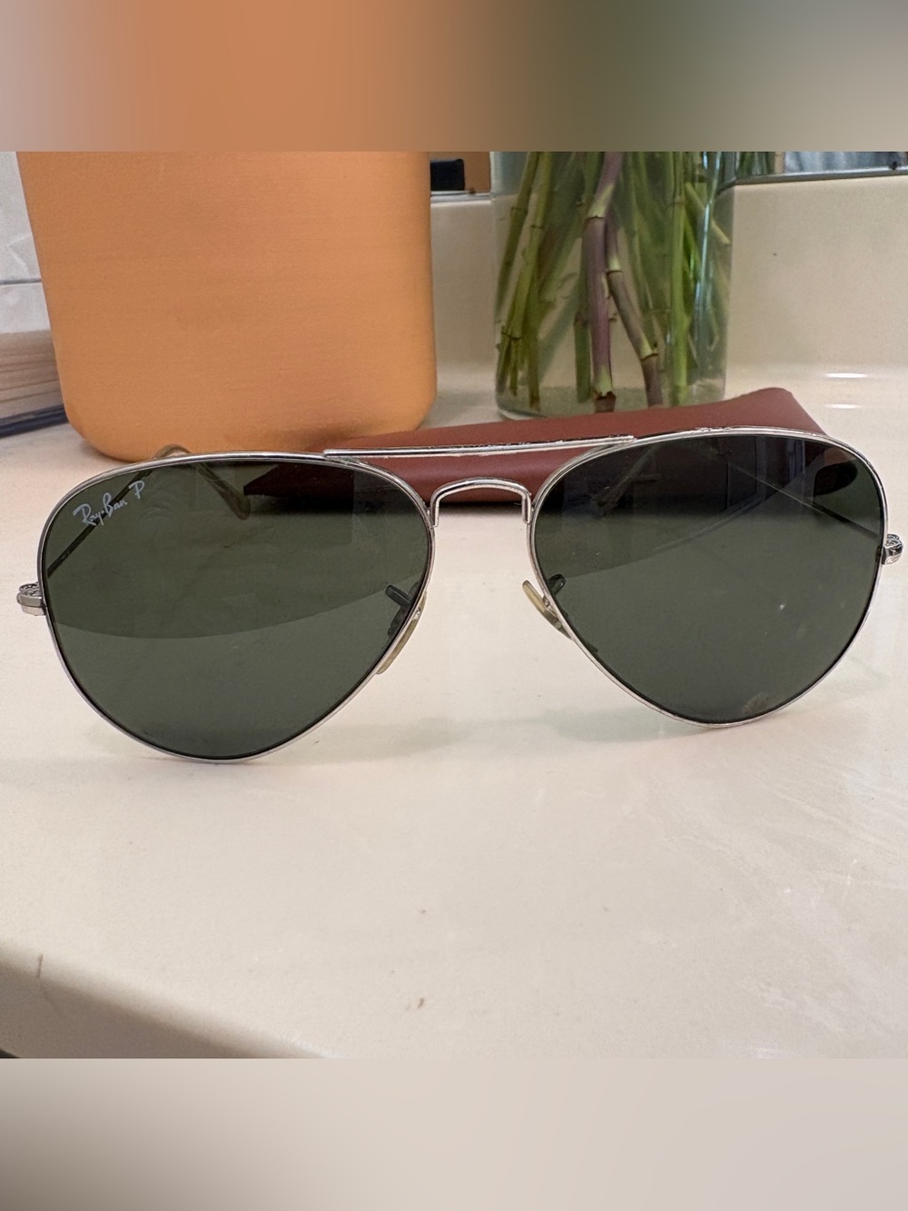 Ray-Ban Aviator Sunglasses - Silver Frame, Green Lenses